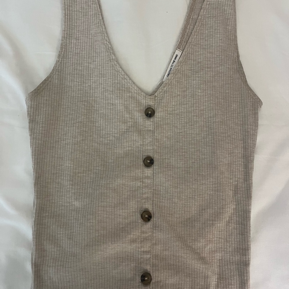 Ribbed Button-Down Tank Top